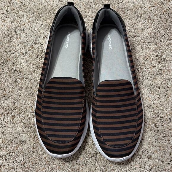 Lands' End Black Tan Gatas Comfort Slip On Shoes Size 11 - Picture 4 of 10